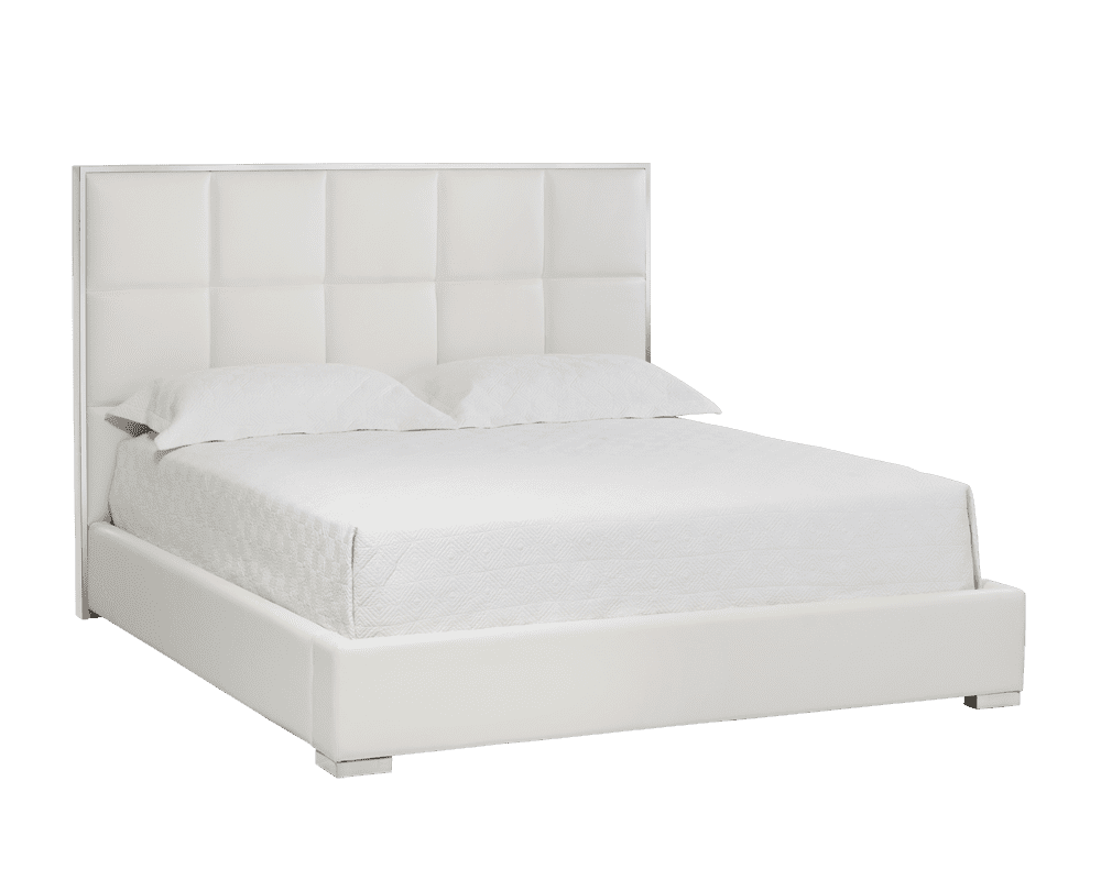 Tompkins King Bed White Leather, White Leather Platform King Bed