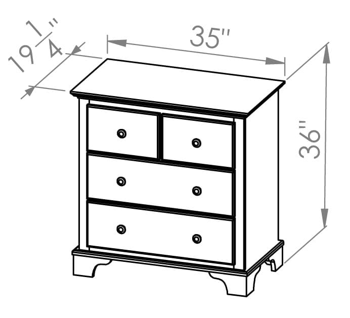 Georgian Bay 3 Drawer Split Chest Solid Wood Furniture