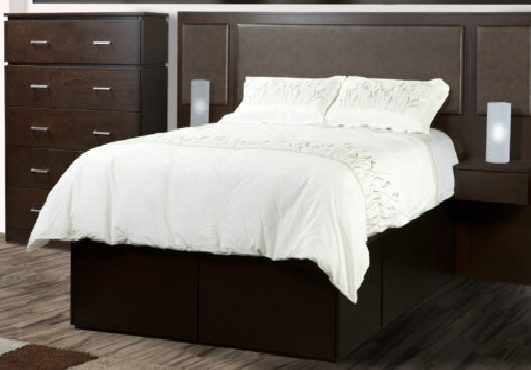 Noho Storage Platform King Bed w/ Upholstered HB Set – 4 PCs