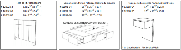 Noho Storage Platform King Bed w/ Wooden HB Set - 4 PCs