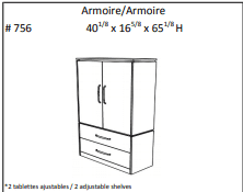 JLM Madison 2 Doors Armoire - Berkshire Furniture, Canadian made