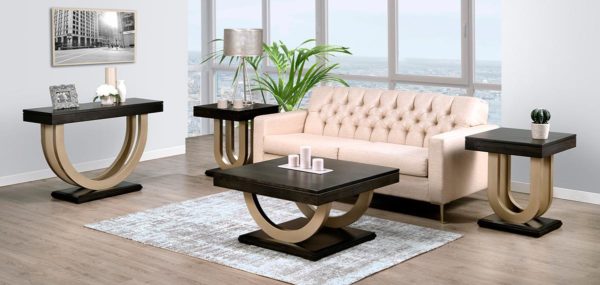 Contempo Pedestal Coffee Table with Metal Curves
